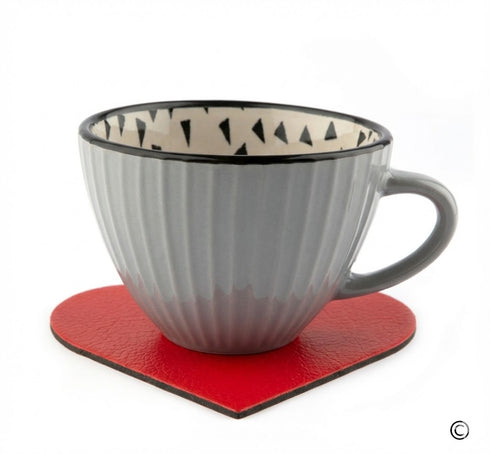 London Red Heart Shaped Recycled Leather Coaster Sets