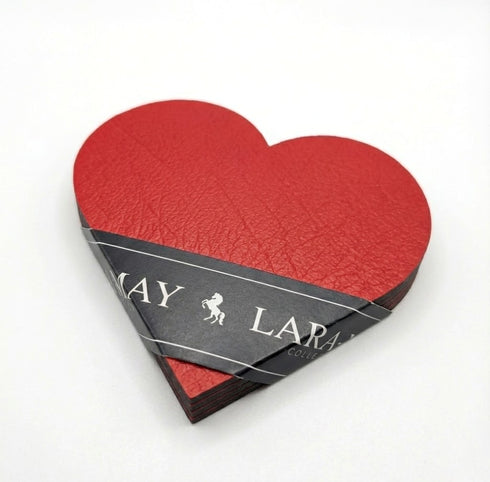 London Red Heart Shaped Recycled Leather Coaster Sets