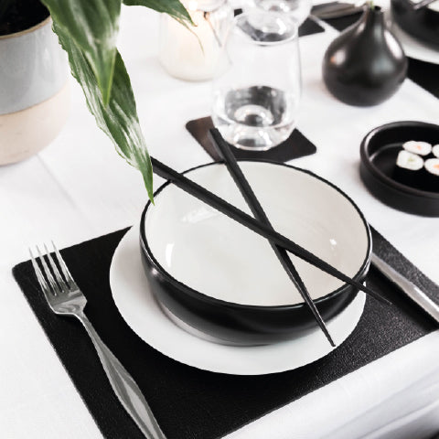 Jet Black Recycled Leather Placemats and Coasters