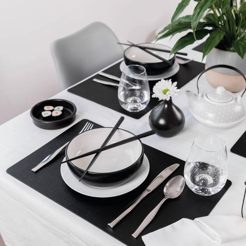 Large Jet Black Recycled Leather Placemats