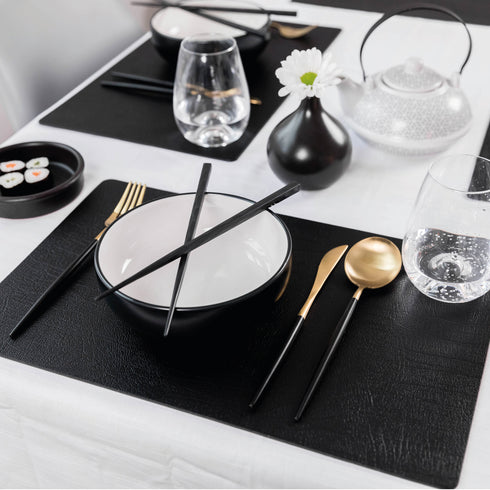 Large Jet Black Recycled Leather Placemats
