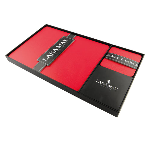 London Red Recycled Leather Placemats and Coasters