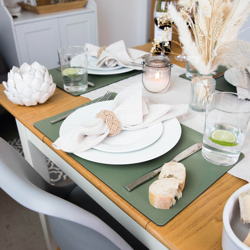 Large Olive Green Recycled Leather Placemats
