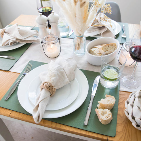 Large Olive Green Recycled Leather Placemats