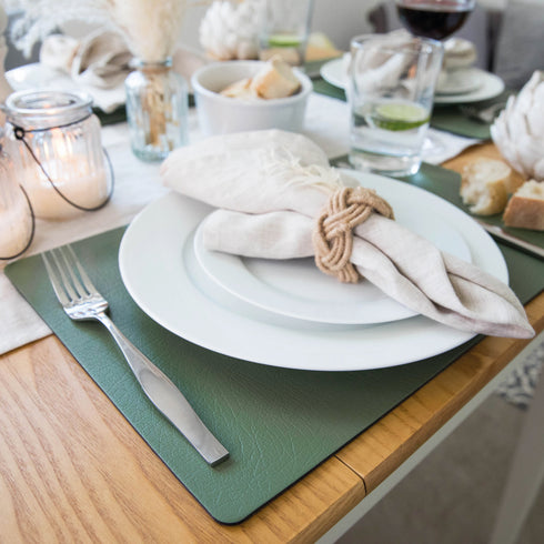 Large Olive Green Recycled Leather Placemats