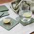 Olive Green Recycled Leather Coaster Sets