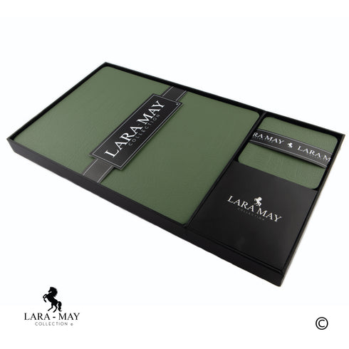 Olive Green Recycled Leather Placemats and Coasters