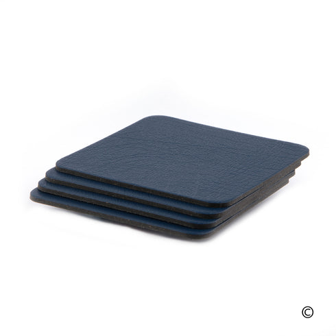 Royal Blue Recycled Leather Coaster Sets