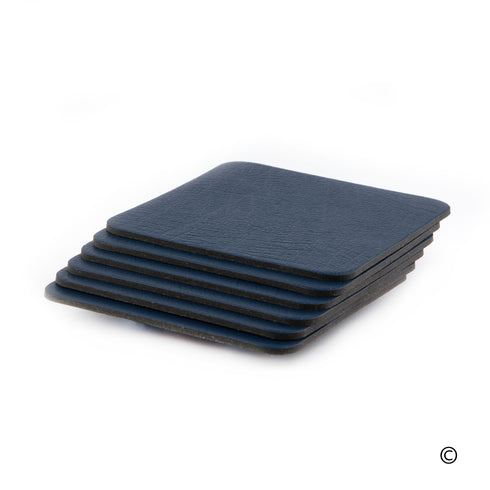 Royal Blue Recycled Leather Coaster Sets