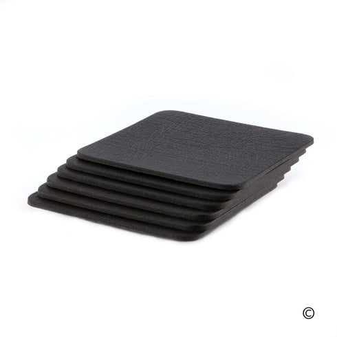 Jet Black Recycled Leather Coaster Sets