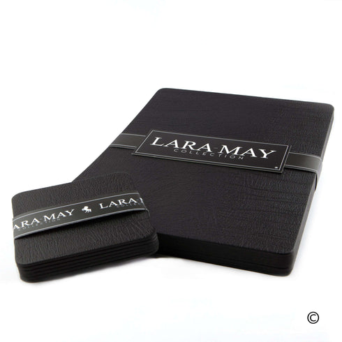 Jet Black Recycled Leather Placemats and Coasters