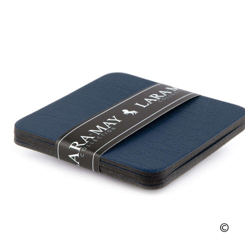 Royal Blue Recycled Leather Coaster Sets