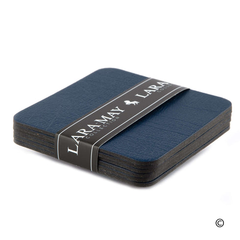 Royal Blue Recycled Leather Coaster Sets