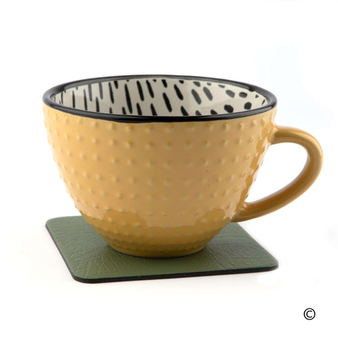 Olive Green Recycled Leather Placemats and Coasters