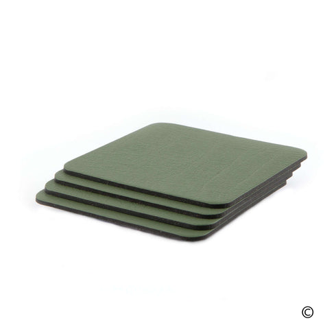 Olive Green Recycled Leather Placemats and Coasters