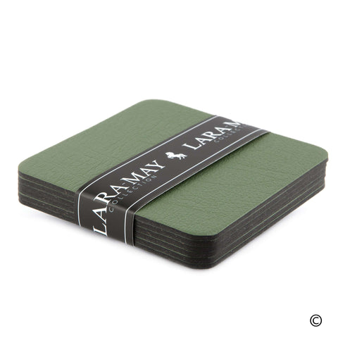 Olive Green Recycled Leather Placemats and Coasters