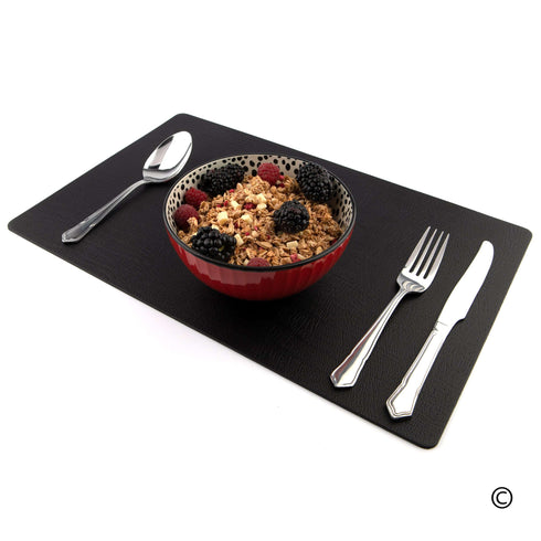 Large Jet Black Recycled Leather Placemats