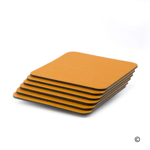 Mustard Yellow Recycled Leather Coaster Sets