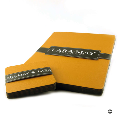 Mustard Yellow Recycled Leather Placemats and Coasters