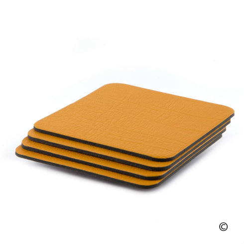 Mustard Yellow Recycled Leather Placemats and Coasters